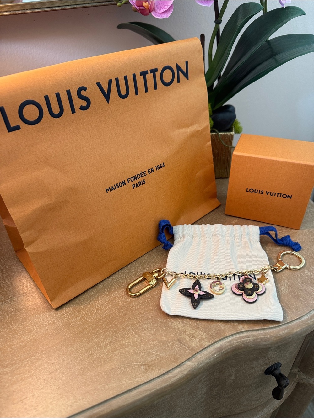 NIB Louis Vuitton Pink Leather Purse Chain